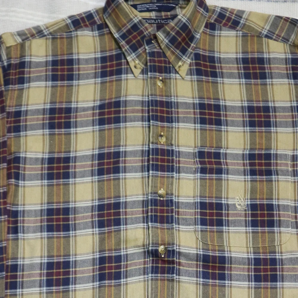 VTG NAUTICA Plaid Long Sleeve Button Shirt Sz Med Men - Picture 5 of 8